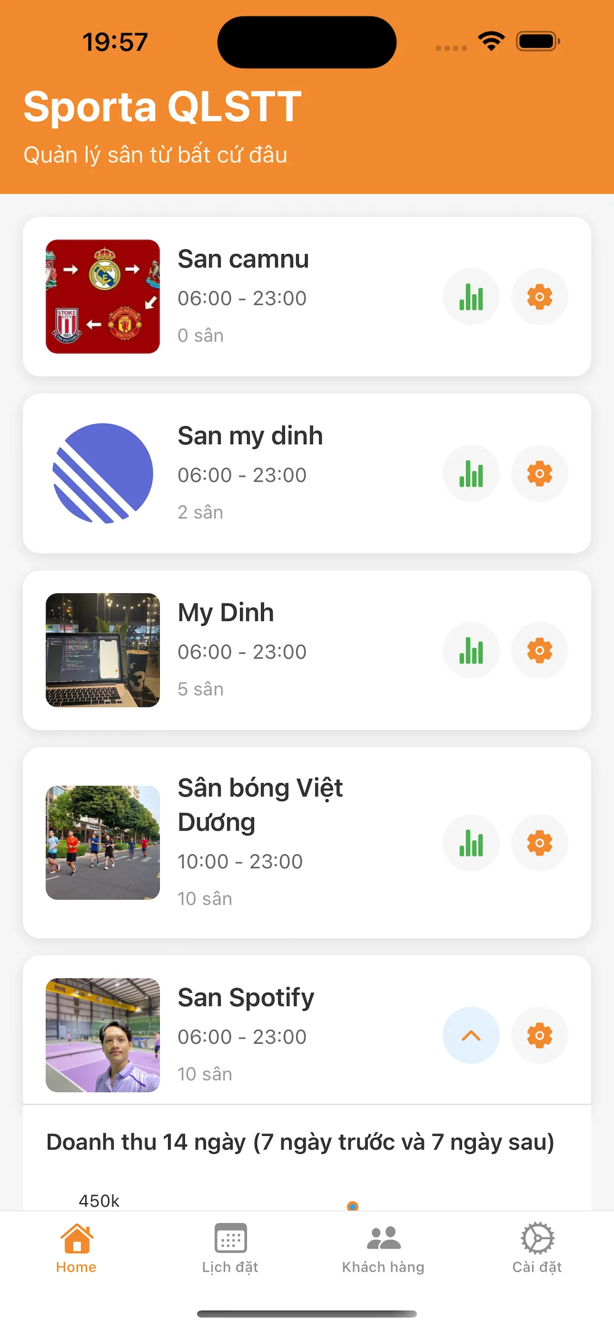 Quản lý lịch đặt sân